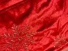 MERA Linens - Holiday,Christmas Table Runner, Red Velvet w/Gold Embroidery - NEW