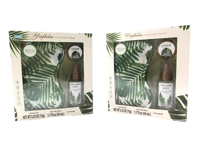2x Biophilia 3-Piece Sleep Gift Mandarin Mint Set Eye Mask, Lip Balm