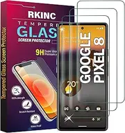 RKINC Screen Protector [3-Pack] for Google Pixel 8, Tempered Glass Film Screen Protector, 0.33mm [LifetimeWarranty][Anti-Scratch][Anti-Shatter][Bubble-Free]