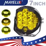 7" Round LED Work Light Bar Pod Spot Flood Combo Side Shoot UTV ATV AWD Offroad