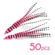 50pcs Pink Tiger 4.75" Squid Skirts Octopus Hoochies Trolling Fish Soft Lure New