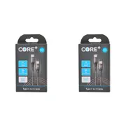 2PK Core+ USB-C to Type C Braided Charging Cable Cord 1.5m For Samsung iPhone GY