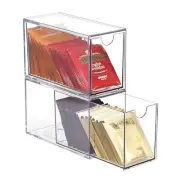 ELLDOO 2 Drawers Tea Bag Organizer, Clear Acrylic Stackable Tea Bag Storage