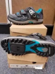 NEW PEARL IZUMI X ALP ENDURO III WOMENS 40 BLACK / TEAL SPD SPIN MTN SHOE