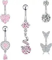 [QUKE] Belly Button Bars Belly Button Rings Stainless Steel Belly Navel Piercing Jewellry Belly Bar Button For Women Girls