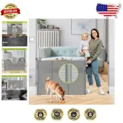 Scratch-Resistant 55" Retractable Dog Gate with One-Hand Lock - Durable & Secure