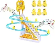 QINGBAO Roller Coaster Toy - Sensory Small Ducks Climbing Toys for Babies Toddlers 1-3 Year Old - Montessori Duck Toy Baby Musical Toys Track Toy Baby Light Up Toys Music Toy