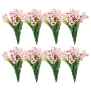 Artificial Flower Heads, Plastic Fake Plants Hydrangea Pink Faux Flowers 24Pcs