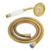 Handheld Shower Spray Retro Bronze White Ceramic Handle Wand Body w Shower Hose