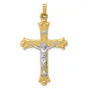 14k Two-tone Gold Two-tone Gold Textured and Polished INRI Crucifix Pendant