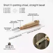 Short V-parting chisel with straight bevel, Woodcarving tools, V-tools for hobby