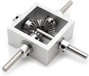 90 Degree Right Angle Bevel Gear Angle Commutator Forward/Reverse Reversing Gear Box 1:1 S45C Carbon Steel Teeth 6/8MM Shaft Angle Drive Steering Gear Device(8MM Shaft)