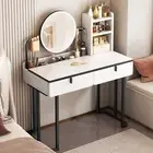 LED Luminous Lioness Dresser Vanity Table with Mirror & Drawers White & Black