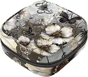 Period Bag,Sanitary Napkin Storage Bag,Vintage Flowers and Butterflies,Tampon Bag for Purse