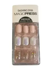 Dashing Diva Magic Press Nail Kit P011 Medium-Pearlized & Glitter 30 Nails NEW