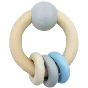 Hess Spielzeug Wooden 8.5cm Rattle w/ Ball/3 Rings Baby 0m+ Toy Natural Blue