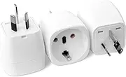 3PCS Europe to AU Plug Adapter, EU to AU International Power Adapters, European to AU Travel Adapter(Type I), EU to NZ Adapter for Australia, New Zealand, China, Argentina, White