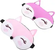 PLAFOPE 2pcs Fox Sleeping Mask Eye Mask Cute Sleep Mask Blindfold Eye Mask Covers For Girls Boys Women Night Sleeping Home Travel Use