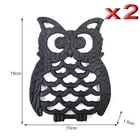 2pc Wholesale Cast Iron Owl Hot Pot Holder Coaster Vintage