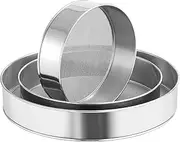 Yitexin 3 Pack Flour Sifter for Baking 40 Mesh, 6/7/8 Inch Round Stainless Steel Flour Sieve Set, Fine Mesh Powdered Sugar Sifter for Kitchen Cake Bread Cupcake (3 Size)