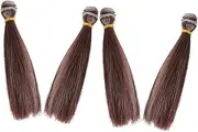 ASAKKURA 4pcs Wig Night Loli Doll DIY Doll Making Kit Straight Synthetic Doll Hair Doll Making Supplies Cute Hair Wig Doll Wig Doll Hair for Crafts Doll Hair Decoration Brown Filament