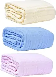 ULDIGI 3pcs Cotton Blankets Soft Newborn Receiving Blankets for Comfortable Swaddling Breathable and Lightweight for Indoor Outdoor Use