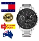 NEW TOMMY HILFIGER "ICONIC" TH1791564 SILVER/BLACK CHRONOGRAPH MENS WATCH