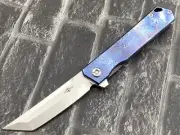 Twosun Folding Knife YJ01-V1 Timascus Handle Camping Knife TS20-YJ01-TiMascus