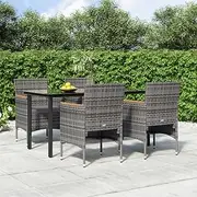Patio Furniture Sets 5 Piece Garden Dining Set with Cushions Grey and Black
