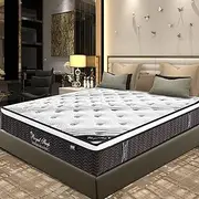 ‎Royal Sleep Queen Mattress Bed | 9 Zone Pocket Springs Euro top High Resilience Firm Plush Foam Mattress | 28 'CM Thick Topper Foam Mattress