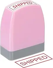 uxcell Ship Notice Stamp Self Inking, Red Ink Office Stamps Pre Inked Message Stamp Refillable Business Stamp, Pink