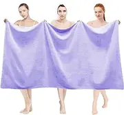 LINENOVA 2 Pack Large Bath Towels 90x180cm, 100% Cotton 550GSM Bath Sheet Soft Absorbent Quick Dry Extra Large Jumbo Beach Towels Set for Bathroom Spa, Hotel - Lavender