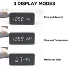 J Wooden Digital Alarm Clock 8 Levels Adjustable Brightness Digital Clock With