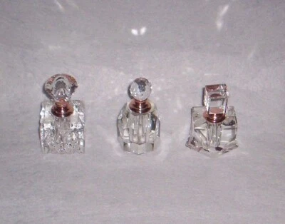 Lot of 3 Oleg Cassini Crystal Perfume Bottles NIB