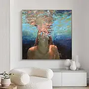 Handmade Oil Painting Canvas Wall Art Decoration Modern Portrait Person Swimmer for Home Decor Stretched Frame Hanging Painting/Rolled Frameless Unstretched Pa