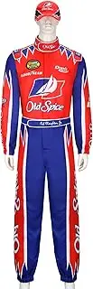 Ricky Bobby Racing Costume Jumpsuit Cap Hat Outfit Adult Men Talladega Nights Halloween Cosplay Party Full Suit Set