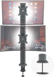 Dual Monitor Articulating Desk Mount Arm Stand - Vertical Stack Screen
