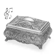 Vintage Metal Music Box, Wind Up Musical Jewelry Box Keepsake Box, Small