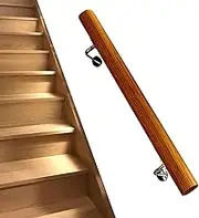 Handrail for Indoor Stairs Railing Solid Wood Staircase Banister Hand Rails with Wall Mounted Brackets Staircase Handrails Safety Non-Slip Grab Bar Railing(8ft/240cm)