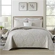 Quilt Set 3 Pieces Queen King Size Soft Cotton Lightweight Summer Reversible Coverlet Bedspread for All Season (1 Quilt, 2 Pillowcase)(Beige,230x250cm+50x70cm x2)