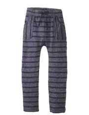 LAmade Girl's Striped Skinny Harem Knit Pants w Pockets & String Navy/ Gray, 6X