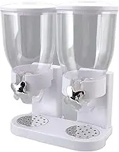 Inncen Cereal Dispenser, Countertop Dry Food Storage Container Total Capacity 7L, Dual Containers Airtight Twist Operation Dry Food Dispenser for Kitchen White