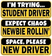 Student Driver Magnet for Car Magnetic Reflective Vehicle Safety Sign for New Rookie Learner Drivers Removable Bumper Sticker Please Be Patient (3 Magnet Set)