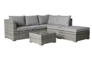 Divano Seta Outdoor Modular Sofa Lounge setting Furniture Aluminium Table Chair With 5mm Clear Tempered Glass Patio Wicker Garden- Light grey