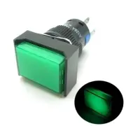 5 × Green 16mm Push Button Switch Momentary Rectangle With DC12V LED Light NO NC