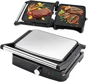 Sandwich Toaster, 2000W Electric Panini Pressed Maker, 180° Expansion Smokeless Home Grill Plate Non-Stick Plate, Multi-Function Indoor Grillerwith Timing Foldable Flatbed