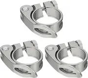 uxcell 3pcs Bike Seat Post Clamp 31.8mm Bicycle Clamp Aluminum Alloy Bike Quick Release Seat Post Collar for Diameter 27.2 to 28.6mm Bicycle Mountain Bike Road Bike Seat Post Tube, Silver