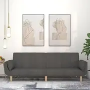 2-Seater Sofa Bed Dark Grey Fabric with Two Pillows for Living Room, Couches, Modular, Sofa Concept & Room Furniture (220 x 84.5 x 69 cm)