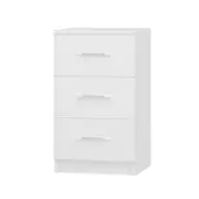 Advwin Bedside Table 3 Drawers White 66cm Height Nightstand Storage Cabinet