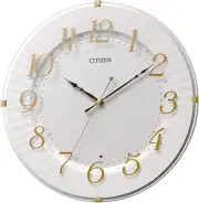 RHYTHM Wall Clock Gold Citizen Radio Analog Continuous Second Hand 8MY537018 New